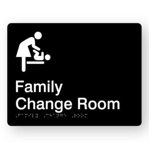 Family Change Room Braille Sign in Black Acrylic