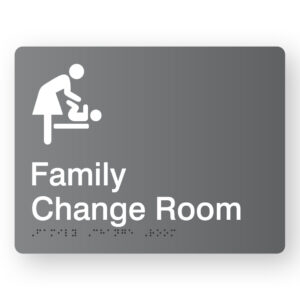 Family Change Room Braille Sign in Grey Acrylic
