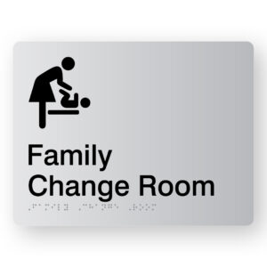 Family Change Room Braille Sign in Silver Acrylic
