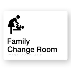 Family Change Room Braille Sign in White Acrylic