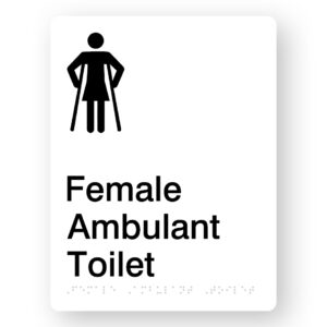 Female Ambulant Toilet Braille Sign in White Portrait Acrylic