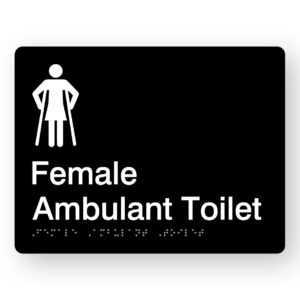 Female Ambulant Toilet Braille Sign in Black Acrylic
