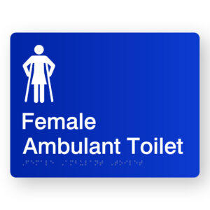 Female Ambulant Toilet Braille sign in Blue Acrylic