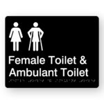 Female Toilet & Ambulant Toilet Braille Sign in Black Acrylic
