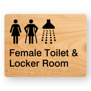 Female Toilet Ambulant Toilet Shower & Locker Room Braille sign in Woodgrain Acrylic - Image 1