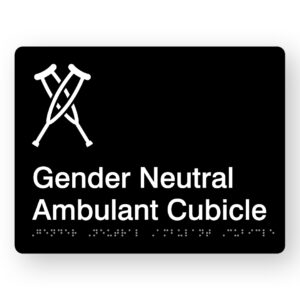 Gender Neutral Ambulant Cubicle Braille Sign in Black Acrylic