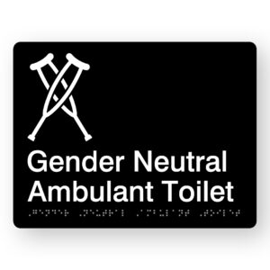 Gender Neutral Ambulant Toilet Braille Sign in Black Acrylic