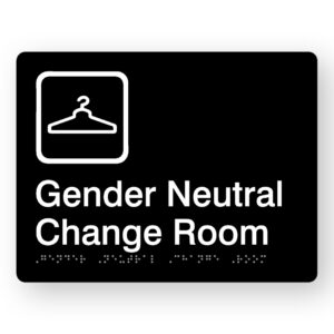 Gender Neutral Change Room Braille Sign in Black Acrylic