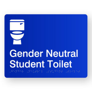 Gender Neutral Student Toilet Braille Sign in Blue Acrylic