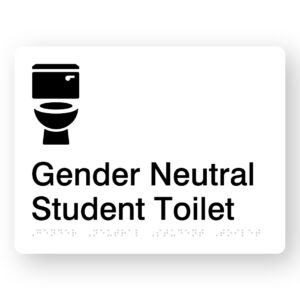 Gender Neutral Student Toilet Braille Sign in White Acrylic