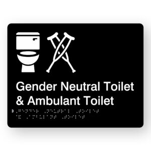 Gender Neutral Toilet & Ambulant Toilet Braille Sign in Black Acrylic - Image 1