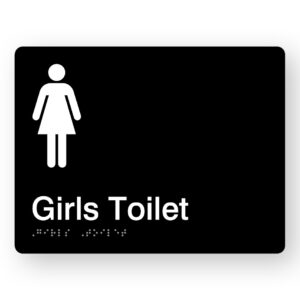 Girls Toilet Braille Sign in Black Acrylic - Image 1