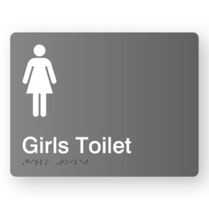Girls Toilet Braille Sign in Grey Acrylic - Image 1