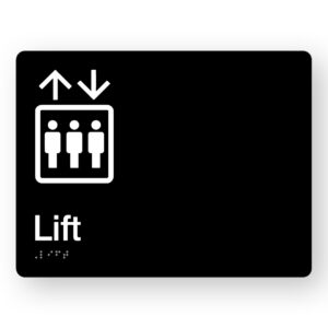 Lift Braille Sign in Black Acrylic