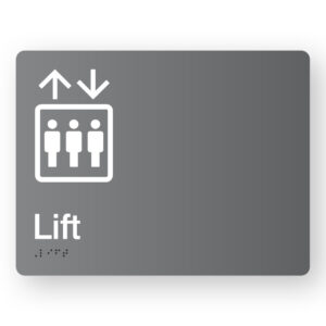 Lift Braille Sign in Grey Acrylic - Image 1