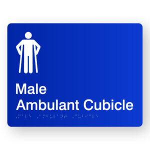 Male Ambulant Cubicle Braille Sign in Blue Acrylic