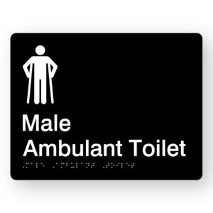 Male Ambulant Toilet Braille Sign in Black Acrylic