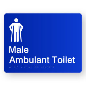 Male Ambulant Toilet Braille Sign in Blue Acrylic