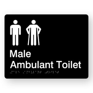 Male Ambulant Toilet Braille Sign in Black Acrylic