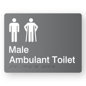 Male Ambulant Toilet Braille Sign in Grey Acrylic - Image 1