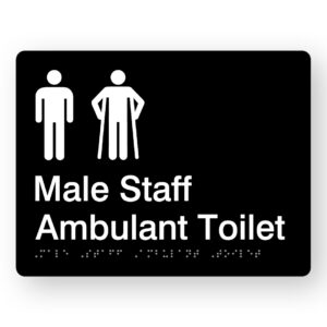 Male Staff Ambulant Toilet Braille Sign in Black Acrylic - Image 1