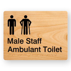 Male Staff Ambulant Toilet Braille sign in Woodgrain Acrylic - Image 1