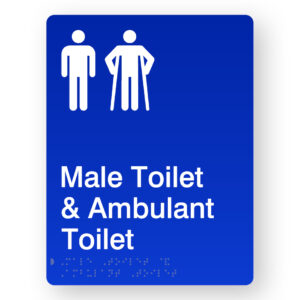 Male Toilet & Ambulant Toilet Braille Sign in Portrait Blue Acrylic