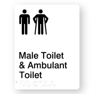 Male Toilet & Ambulant Toilet Braille Sign in White Portrait Acrylic