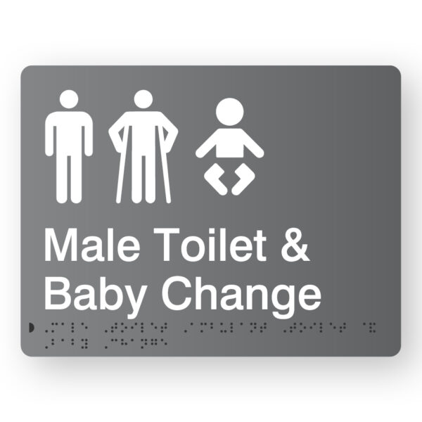 Male Toilet & Baby Change (M - MA - B) - (SKU - MTATBC) Grey