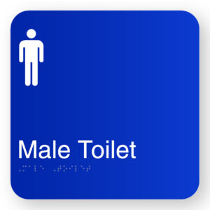Male Toilet Braille Sign in Blue Square Acrylic - Image 1