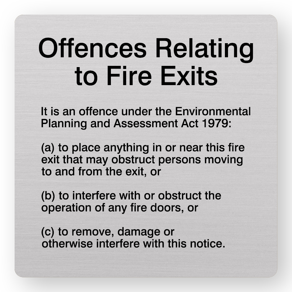 Offences Relating to Fire Exits – 150×150 – (SKU – ORF)