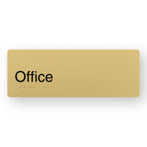 Office Braille Sign in a Satin Brass Finish - Image 1