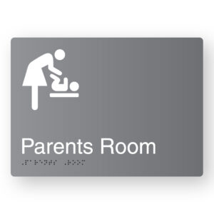 Parents Room Braille Sign in Grey Aluminium