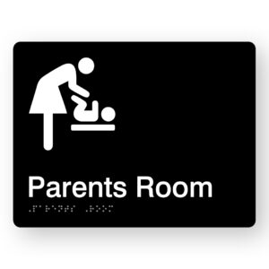 Parents Room Braille Sign in Black Acrylic