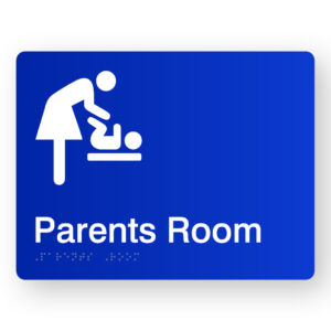 Parents Room Braille Sign in Blue Acrylic