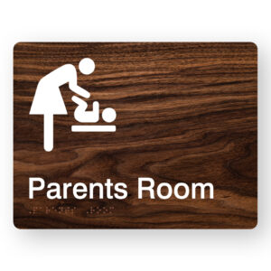 Parents Room Braille Sign in Dark Woodgrain