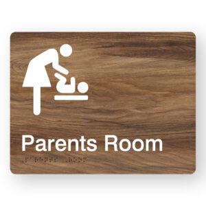 Parents Room Braille Sign in Mid-Tone Woodgrain in Acrylic