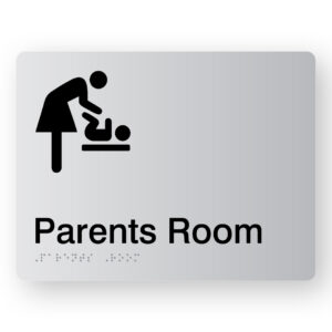 Parents Room Braille Sign in Silver Acrylic