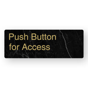 Push Button for Access Braille Sign in a Black Marble & Satin Brass Finish