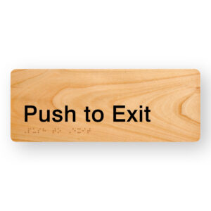 Push to Exit Braille sign in Woodgrain Acrylic - Image 1