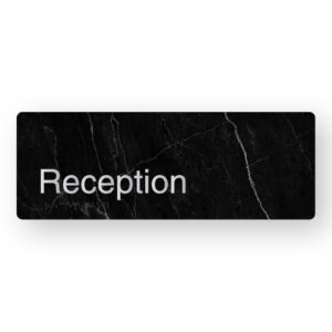 Reception Braille Sign in a Black Marble & Silver Finish - Image 1