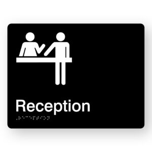 Reception Braille Sign in Black Acrylic