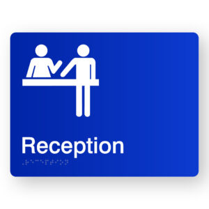 Reception Braille Sign in Blue Acrylic - Image 1