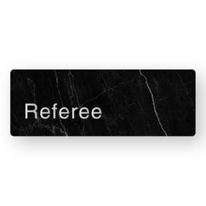Referee Braille Sign in a Black Marble & Silver Finish - Image 1