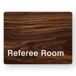 Referee Room Braille Sign in Dark Woodgrain - Image 1