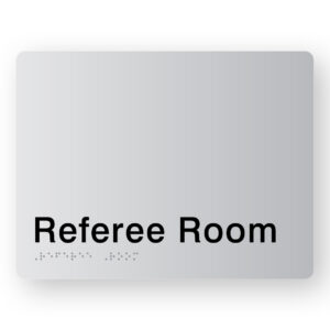 Referee Room Braille Sign in Silver Acrylic - Image 1