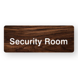 Security Room Braille Sign in Dark Woodgrain - Image 1