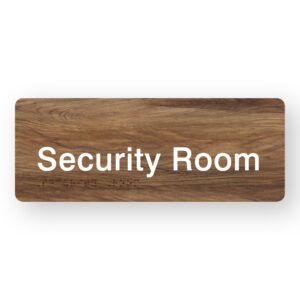 Security Room Braille Sign in Mid-Tone Woodgrain in Acrylic - Image 1