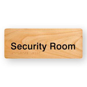 Security Room Braille sign in Woodgrain Acrylic - Image 1