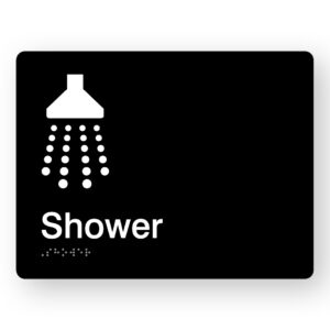 Shower Braille Sign in Black Acrylic